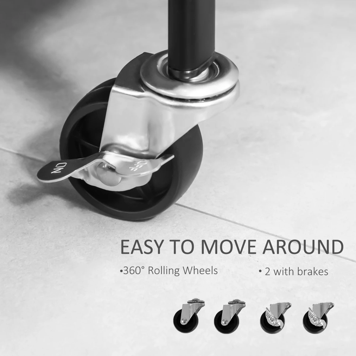 HOMCOM Metal Clothes Rack 37.3cm On Wheels For Small Spaces by Homcom