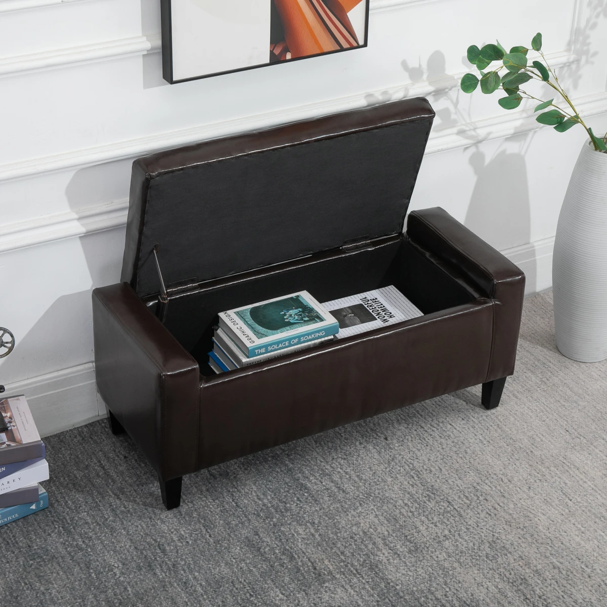 Deluxe Storage Ottoman Bench Large Tufted Lid With Inner Storage For Living Room Entryway by HOMCOM
