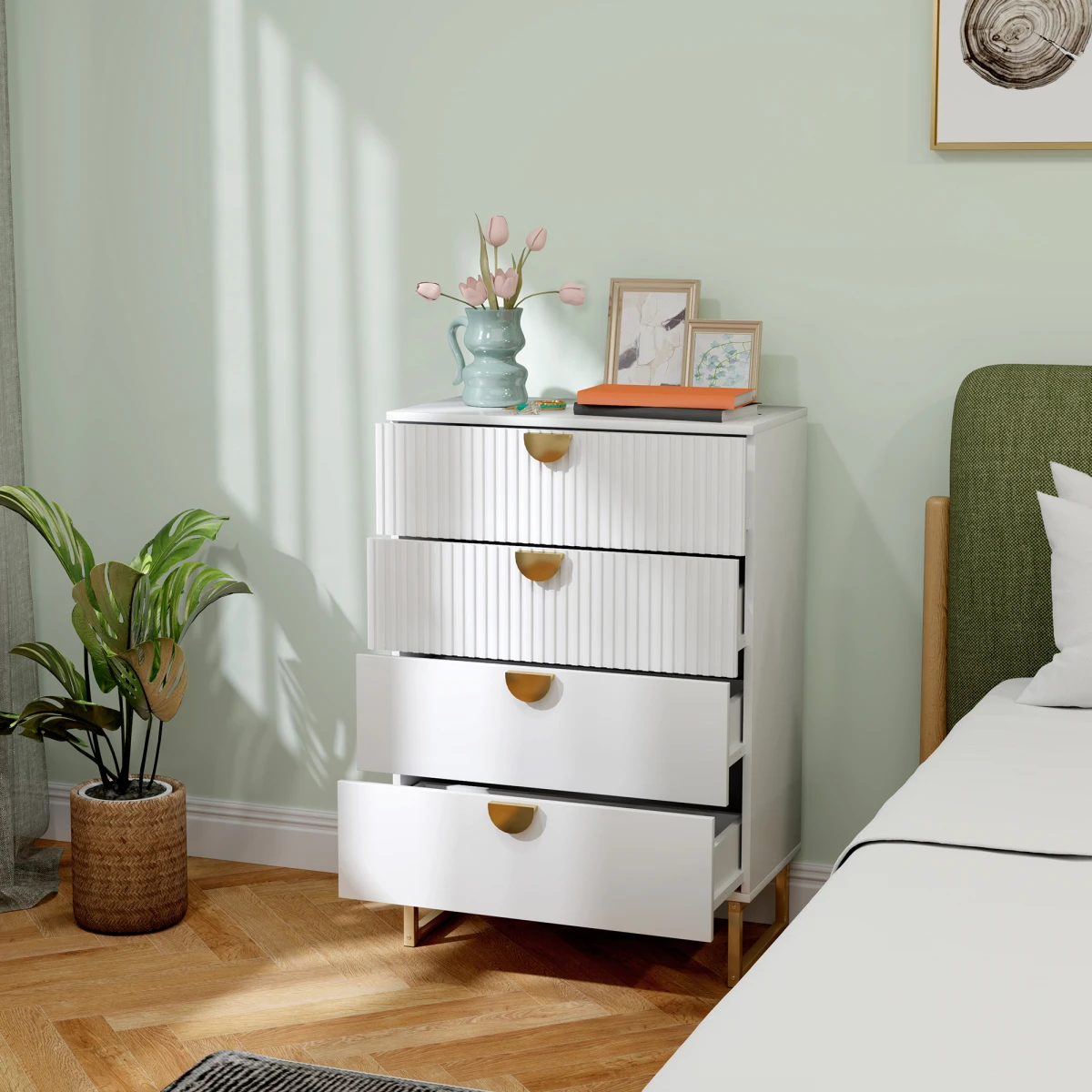 HOMCOM Chest Of Drawers 4 Drawers Anti Tip by HOMCOM