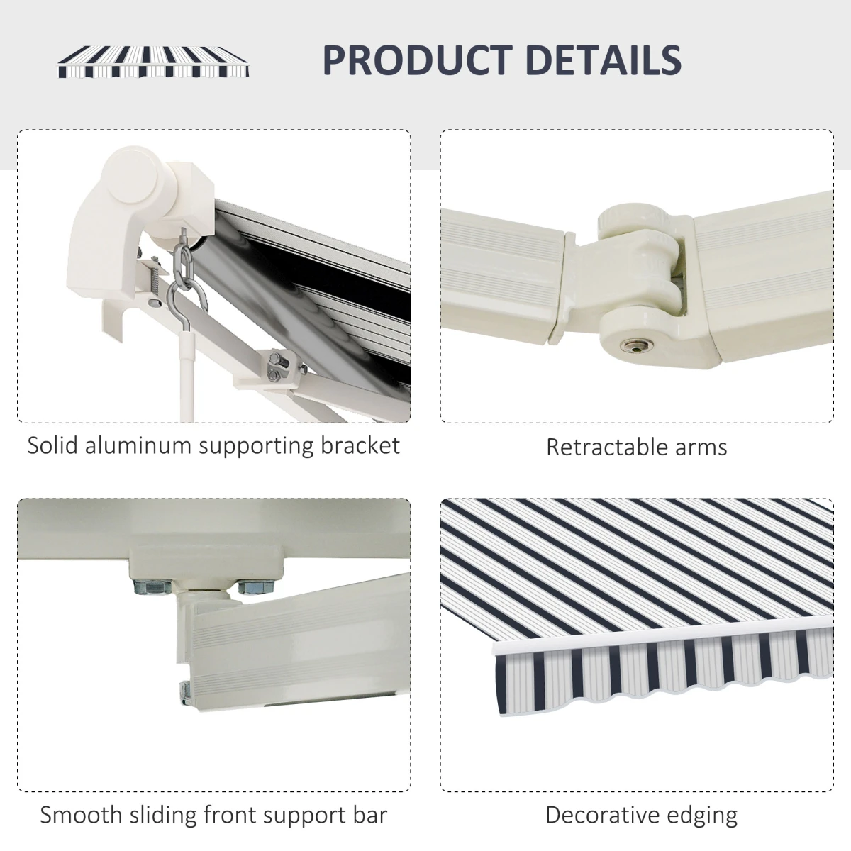 Outsunny Manual Retractable Awning 4x3m With Chain Drive And Crank For Patio Shade by Outsunny