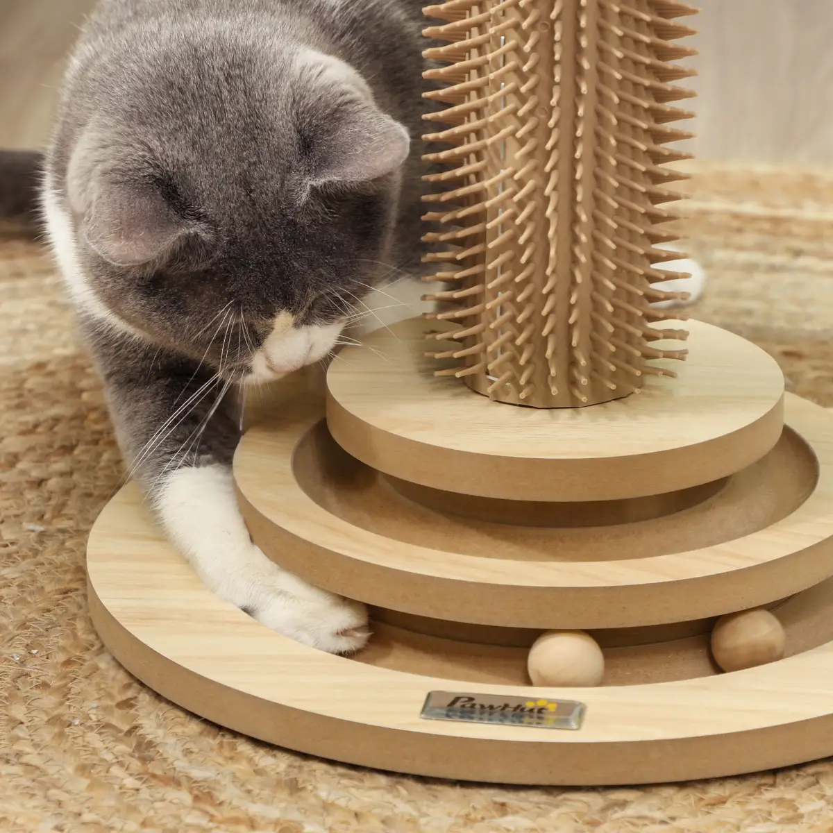 PawHut PawHut 49cm Cat Scratching Post with Interactive Track Ball Toy for Indoor - Cat Tree