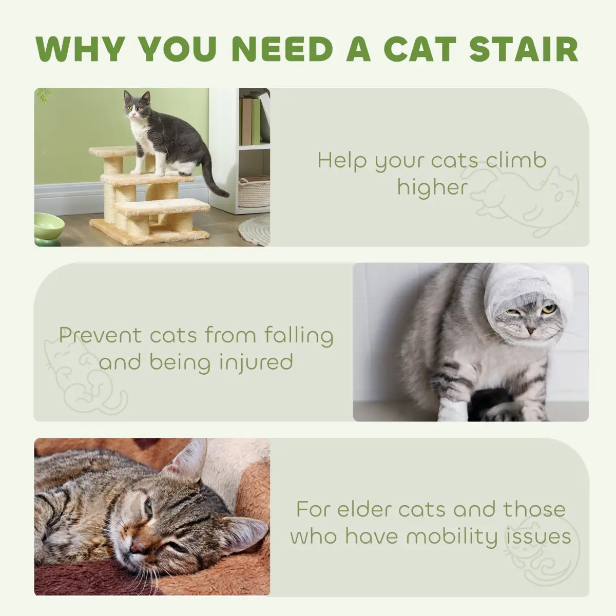 Pawhut Cat Steps Portable Pet Stairs Little Older Doggy Dog Assist Step Assistance Use - Cat Tree