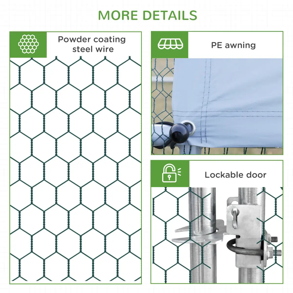 PawHut PawHut Walk In Chicken Run Large Galvanised Chicken Coop with Cover - Chicken Coop