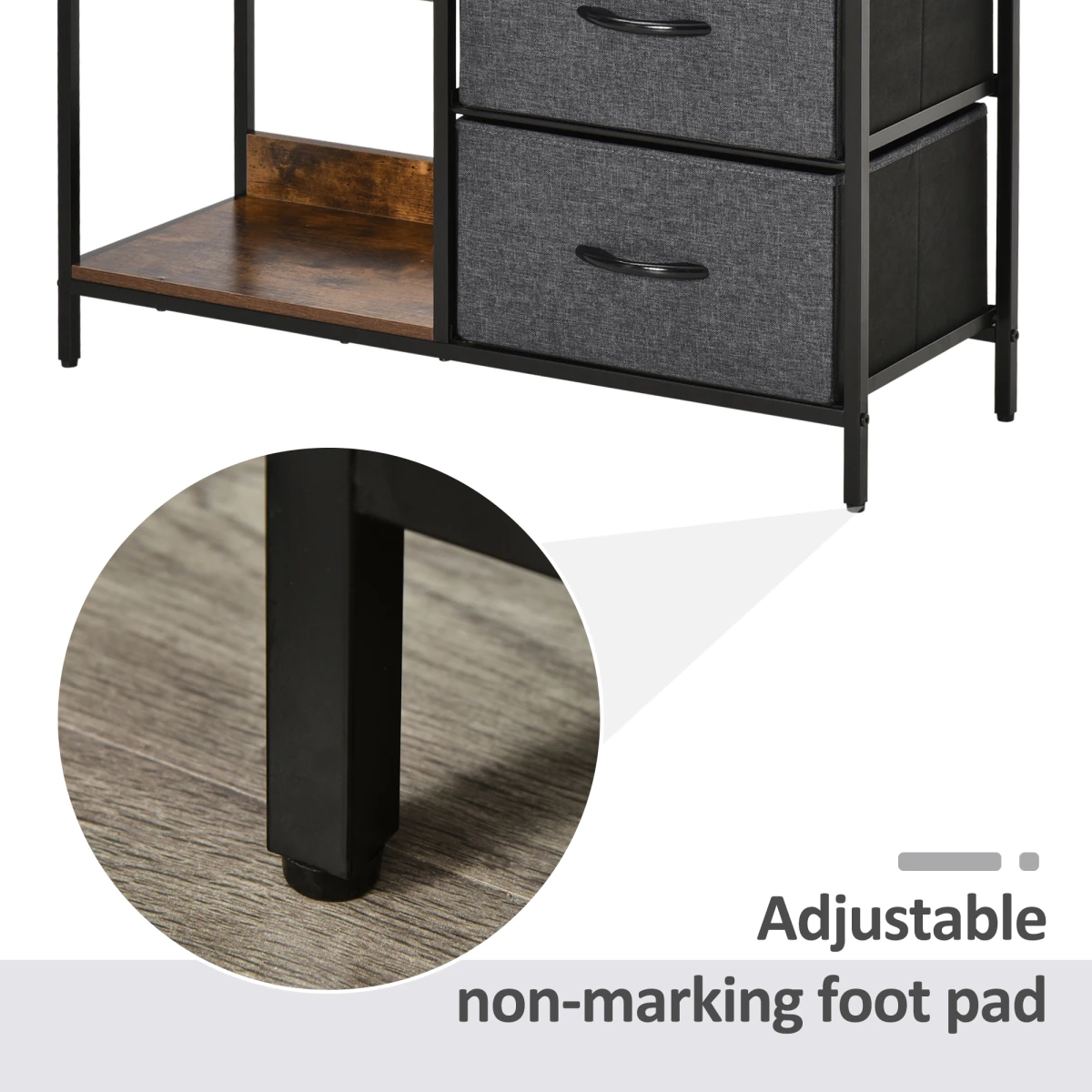 HOMCOM Durable Chest Dresser with 3 Drawers, Shelves, and Metal Frame for Home Organization Solutions by Homcom