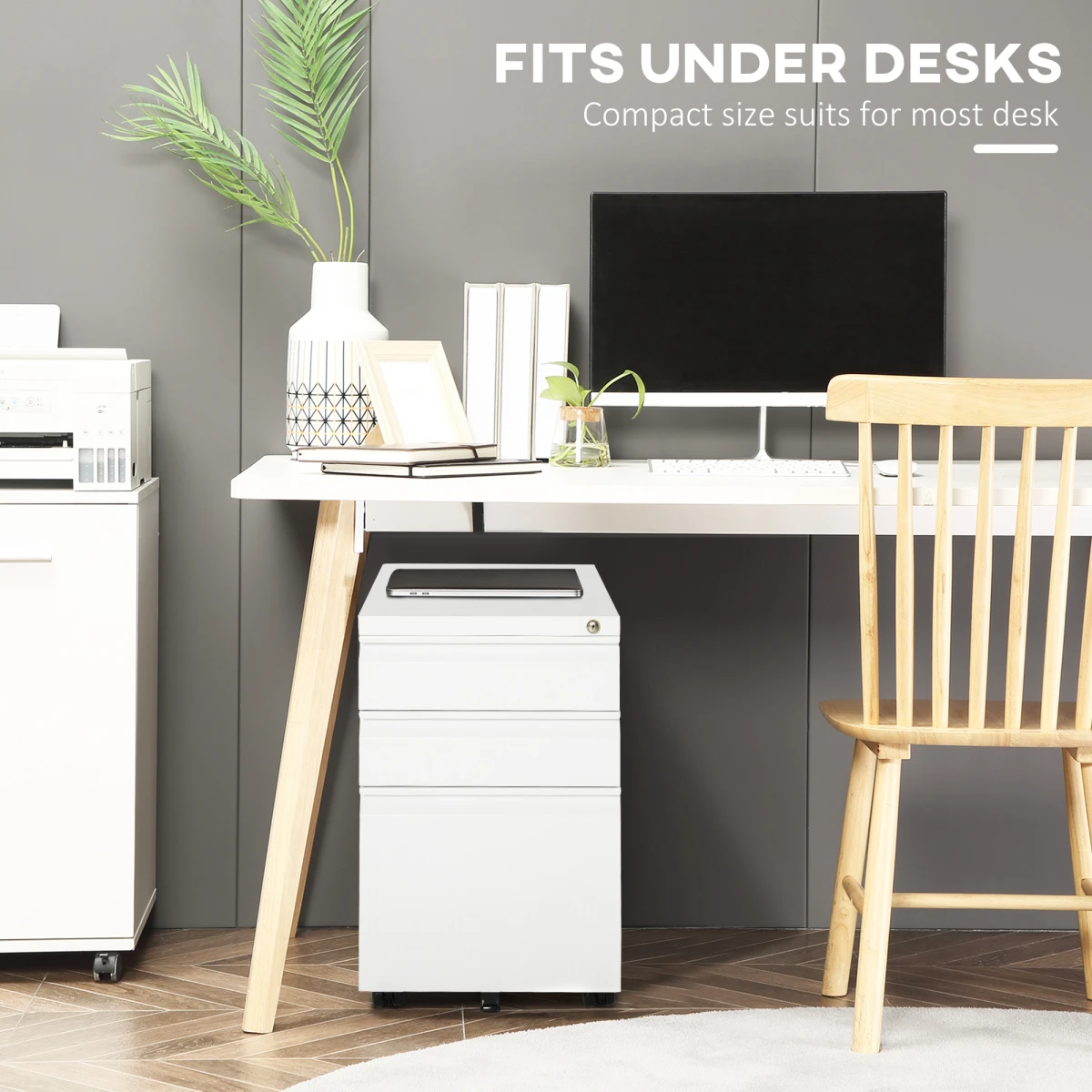 Vinsetto Lockable Mobile Vertical File Cabinet 3 Drawer Office Organizer For Home Office by Unbranded