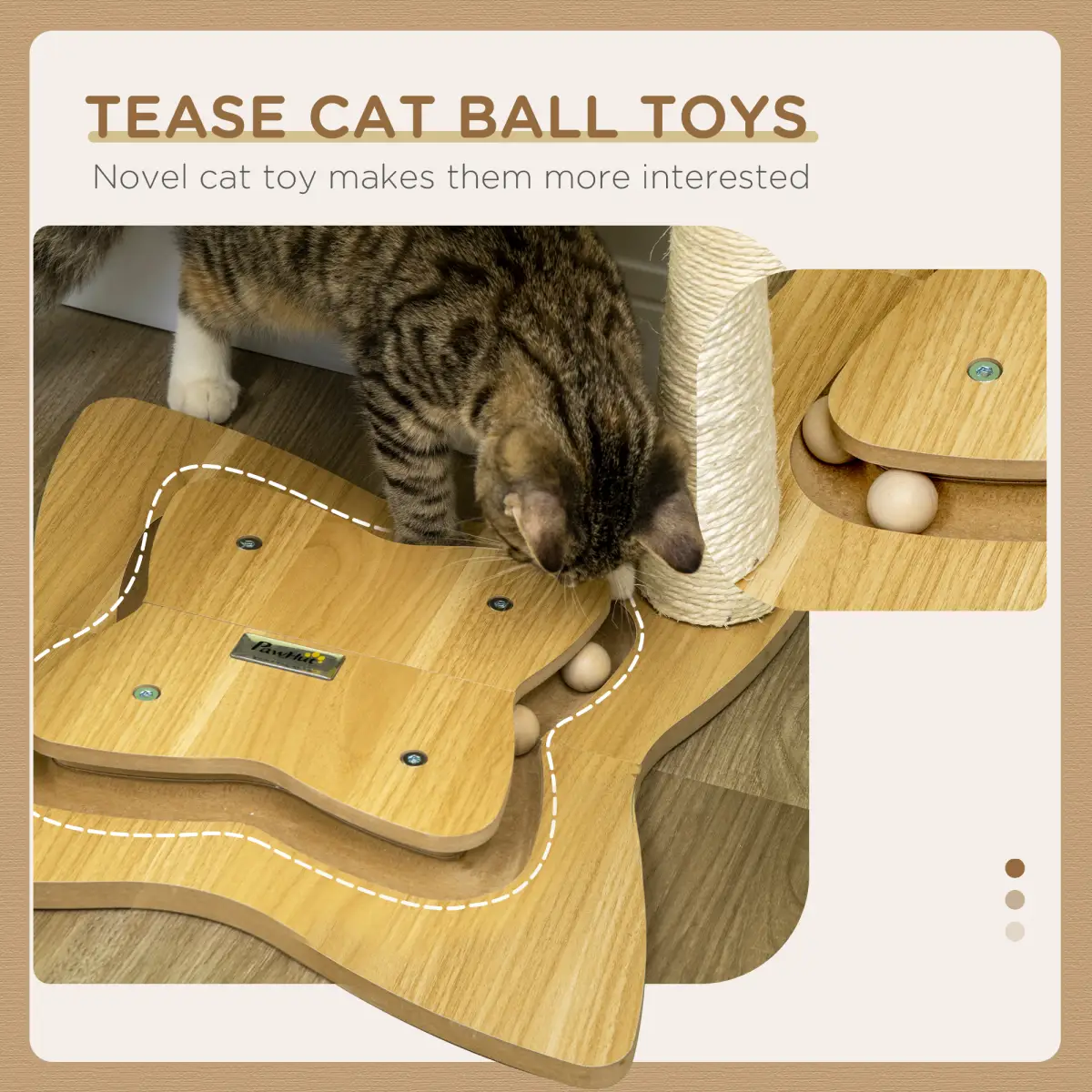 Unbranded Cat Tree for Indoor Cats w/ Scratching Posts Hammock, Toy Ball - Beige Pawhut - Cat Tree