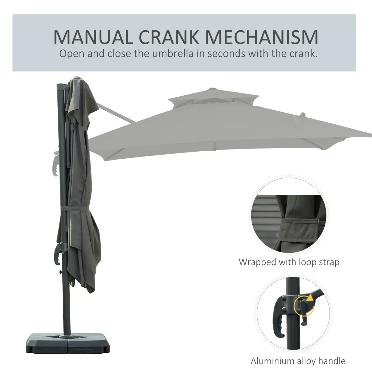 Unbranded 360??Cantilever Parasol Roma Umbrella Base Weights, Cover, Dark Grey Outsunny - Parasol