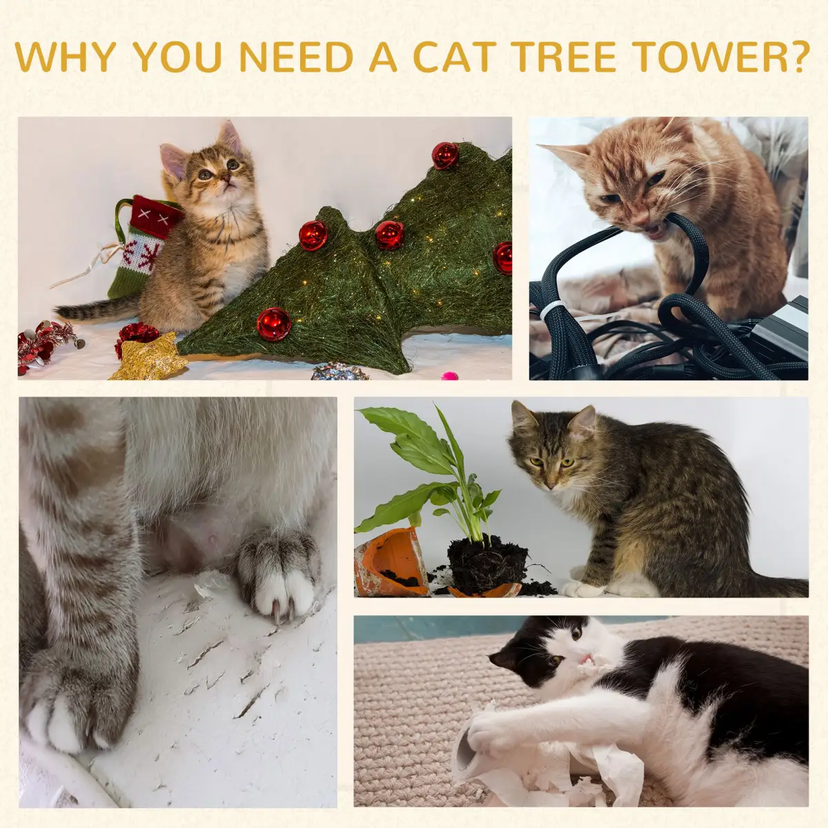 Unbranded Cat Scratching Barrel Kitten Tree Tower with Sisal and Seaweed Rope Pawhut - Cat Tree