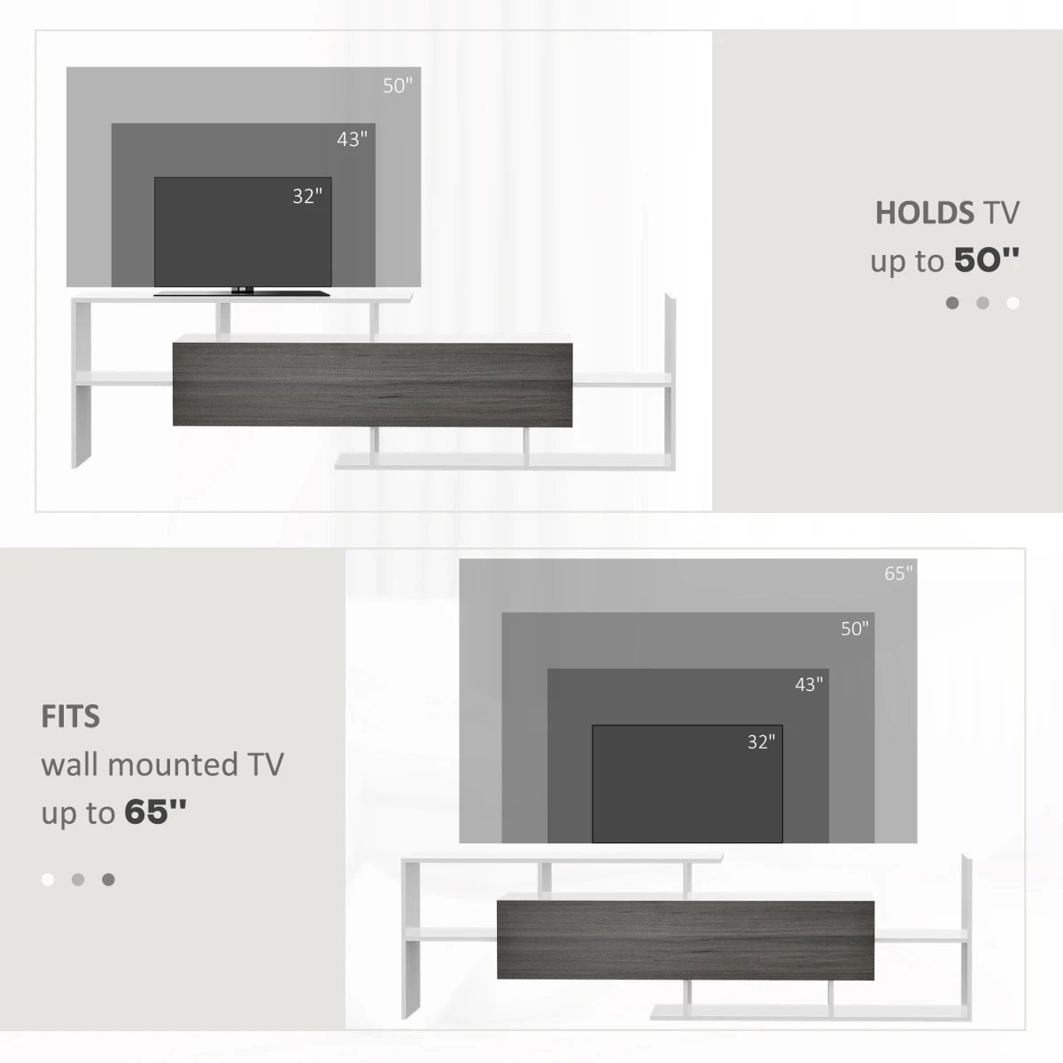 Homcom HOMCOM TV Cabinet Living Room Open Shelves Hidden Cabinet - TV Unit