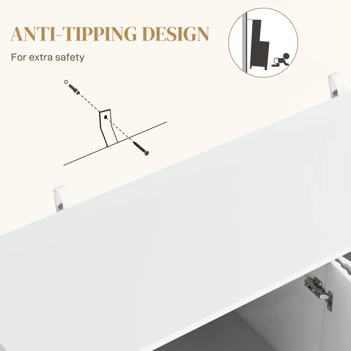 HOMCOM HOMCOM Sideboard Buffet Cabinet with Adjustable Shelves, White - Sideboard