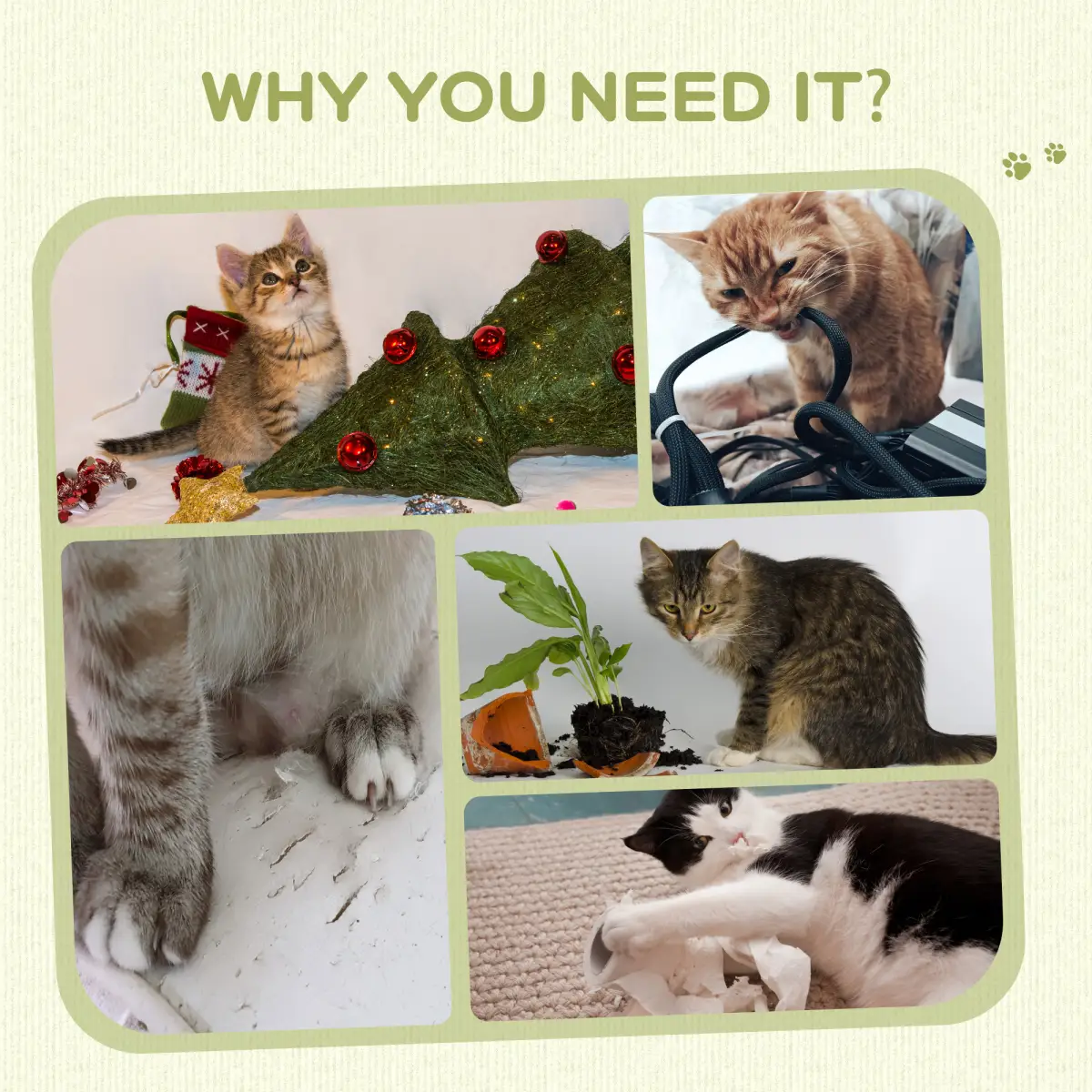 PawHut 58cm Corner Cat Scratching Post for Wall w/ Covered Plush, Sisal Rope, Toy Balls - Cat Tree