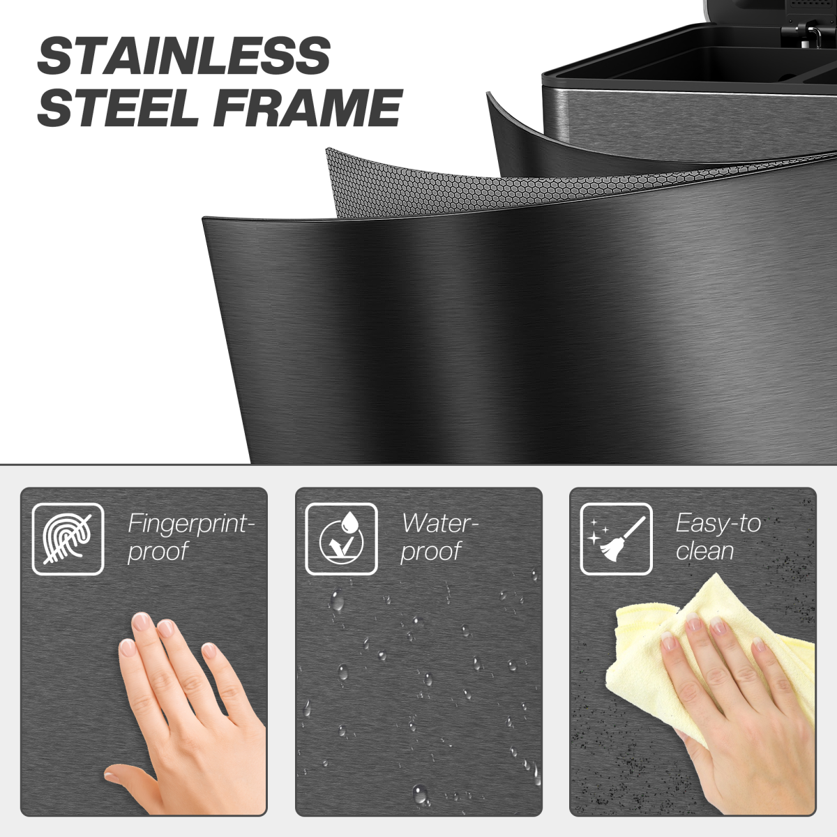 HOMCOM 3 x 20L Triple Kitchen Bin Pedal Bin for Recycling and Waste, Black - from HOMCOM