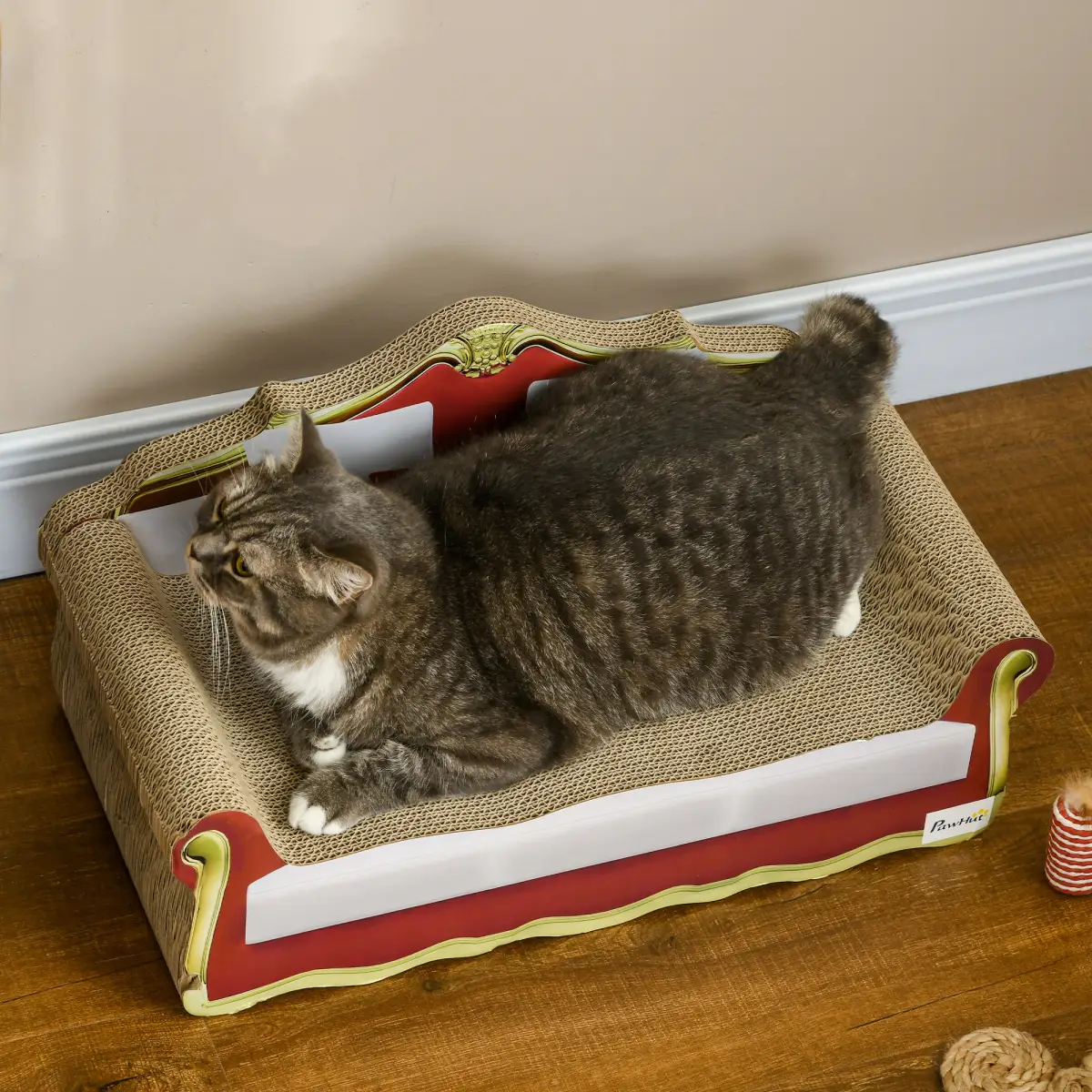 PawHut PawHut Cat Scratching Board, Cardboard Lounge Sofa with Catnip, 58 x 29.5 x 29cm - Dog Beds