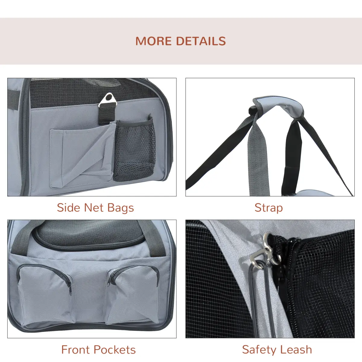 Pawhut Pets Carrier Folding Bag Car Seat Cat Dog Puppy Portable Travel Cage Mesh Holder - Pet Carrier
