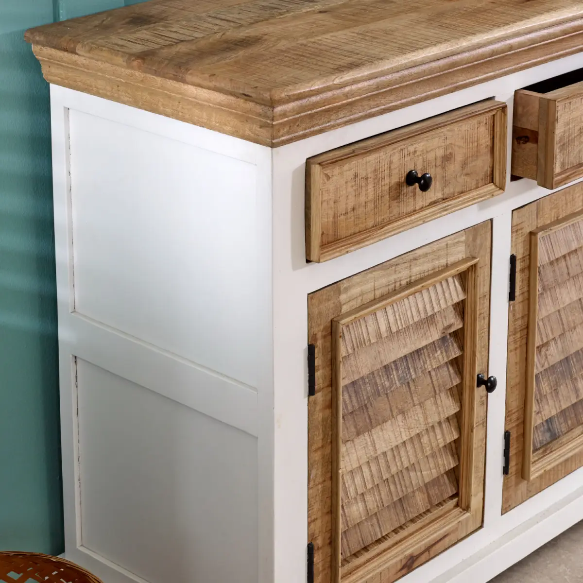 Indian Hub Alfie Wood Sideboard - 3 Drawers & 3 Doors - Sideboard