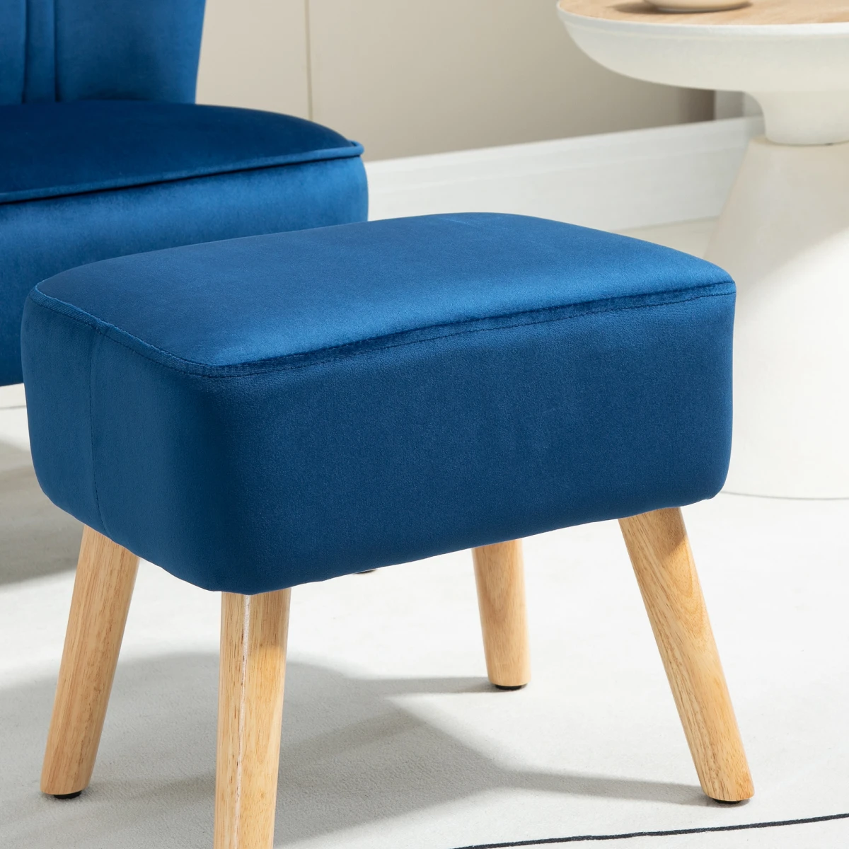 HOMCOM Lux Velvet Accent Chair With Ottoman Compact Velvet Home - Accent Chair