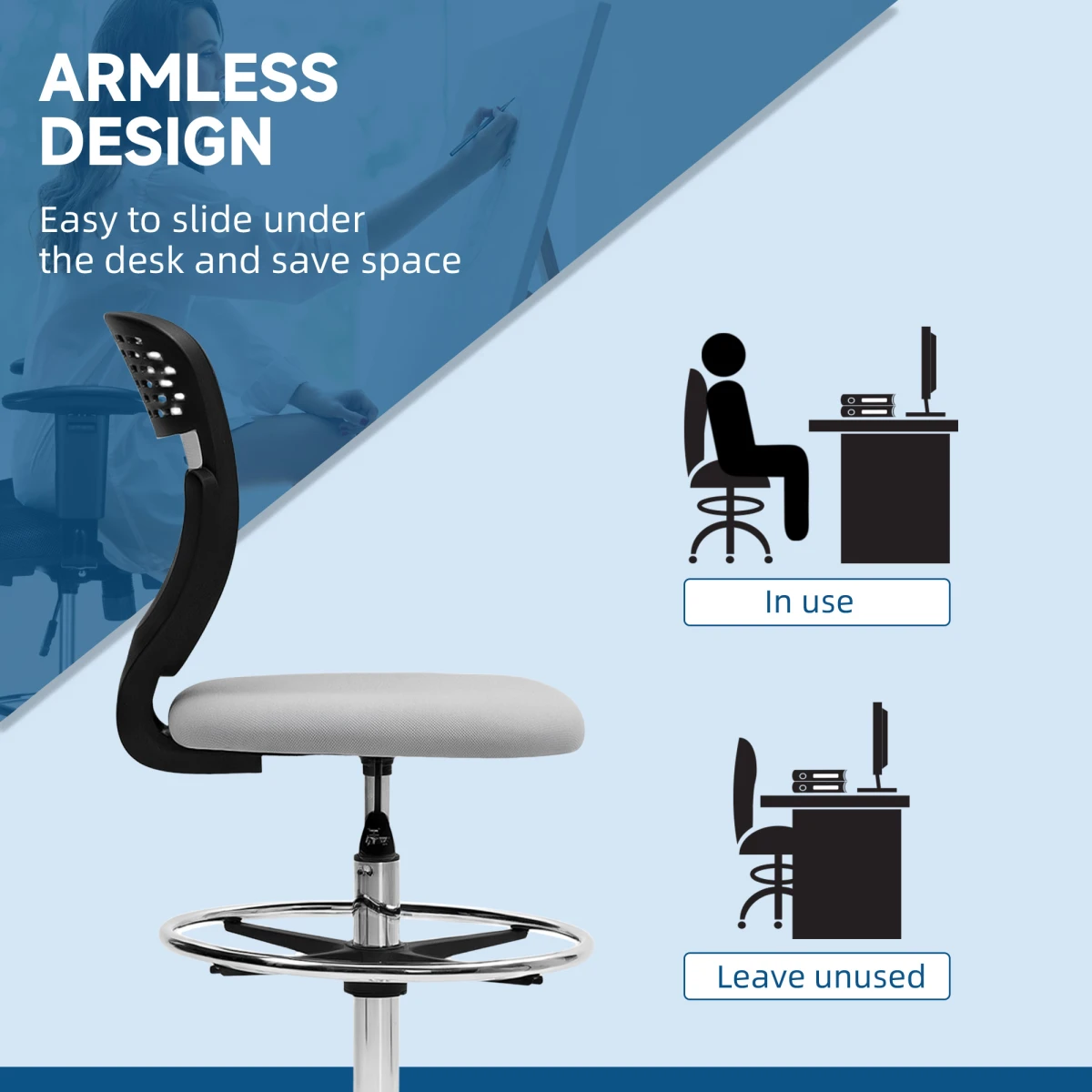 Vinsetto Vinsetto Draughtsman Chair With Adjustable Height For Office - Uncategorized Office Chair