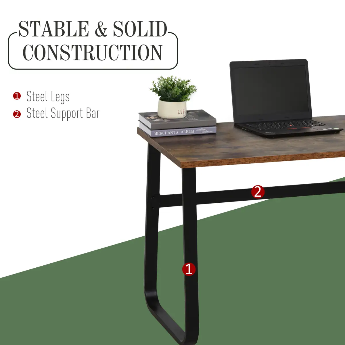 HOMCOM Writing Desk Workstation Center Laptop Table Industrial Design - Desk