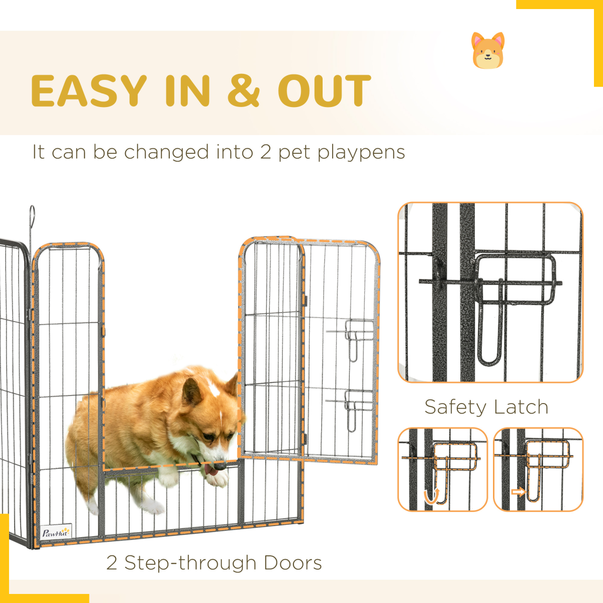 16 Panels Heavy Duty Puppy Play Pen for Small, Medium Dogs 80Hcm - from PawHut