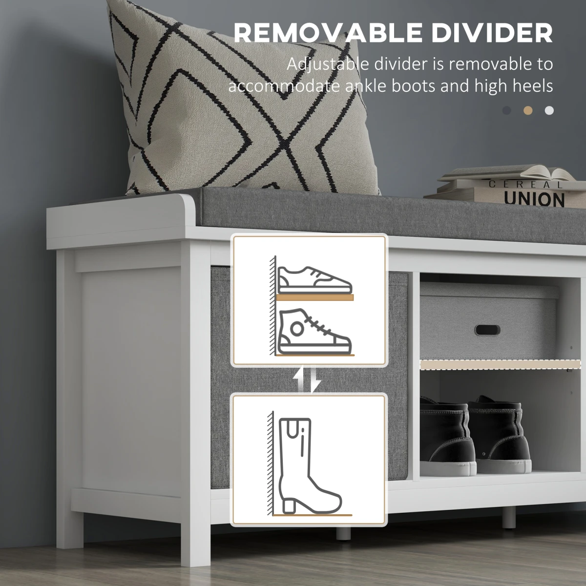 HOMCOM Shoe Bench Cushioned Seat Fabric Drawers by HOMCOM