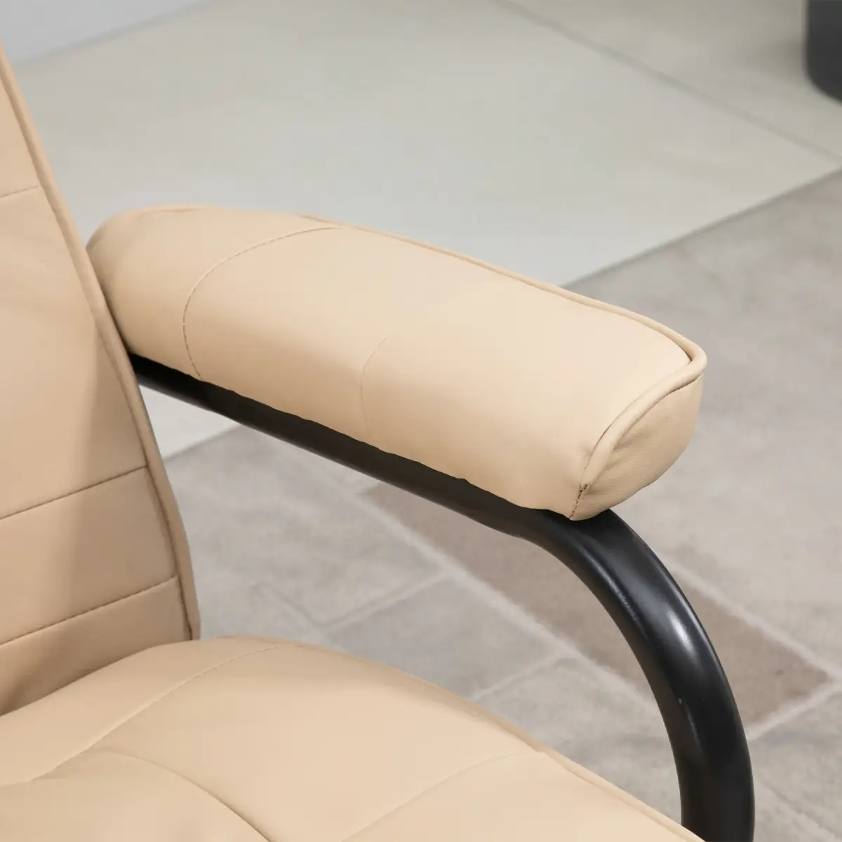 Unbranded Freestanding Living Room Chair with High Density Cushion and Footrest Cream - Office Chair