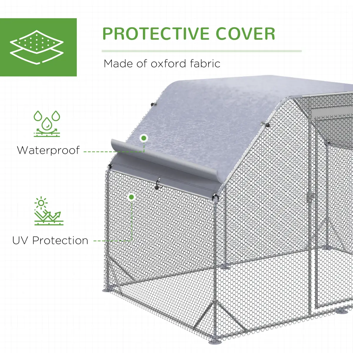 PawHut Chicken Run W/ Roof, Walk In Chicken Coop for 4-6 Chickens, Hen House - Chicken Coop