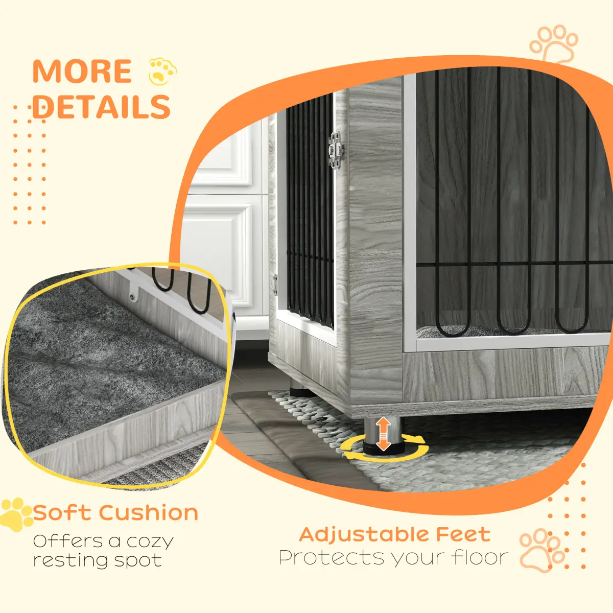PawHut PawHut Dog Crate Furniture, Dog Crate End Table with Soft Cushion, Double Door - Dog Crate