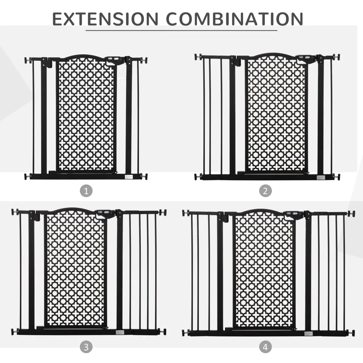 Unbranded 74-105 cm Pet Safety Gate Pressure Fit Stair with Double Locking, Black Pawhut - Pet Gate
