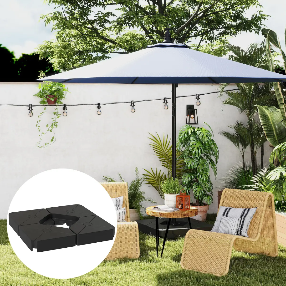 Outsunny Outsunny Umbrella Weights for Offset Parasols, 64kg Sand/55kg Water Filled - Parasol