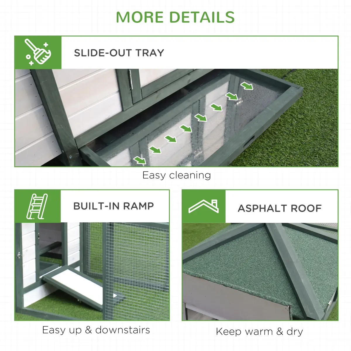 PawHut PawHut Chicken Coop Hen Poultry House w/ Nesting Box Outdoor Run Patio Wooden - Chicken Coop