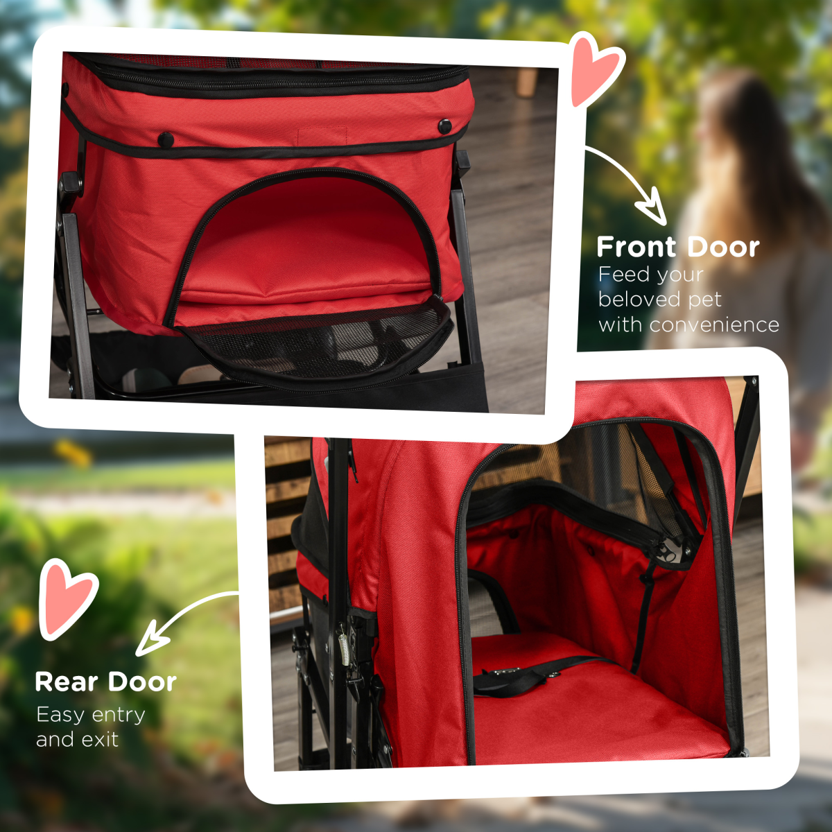 Pet Stroller Foldable Travel Dog Cat Carriage w/ Reversible Handle Brake Basket - from Unbranded