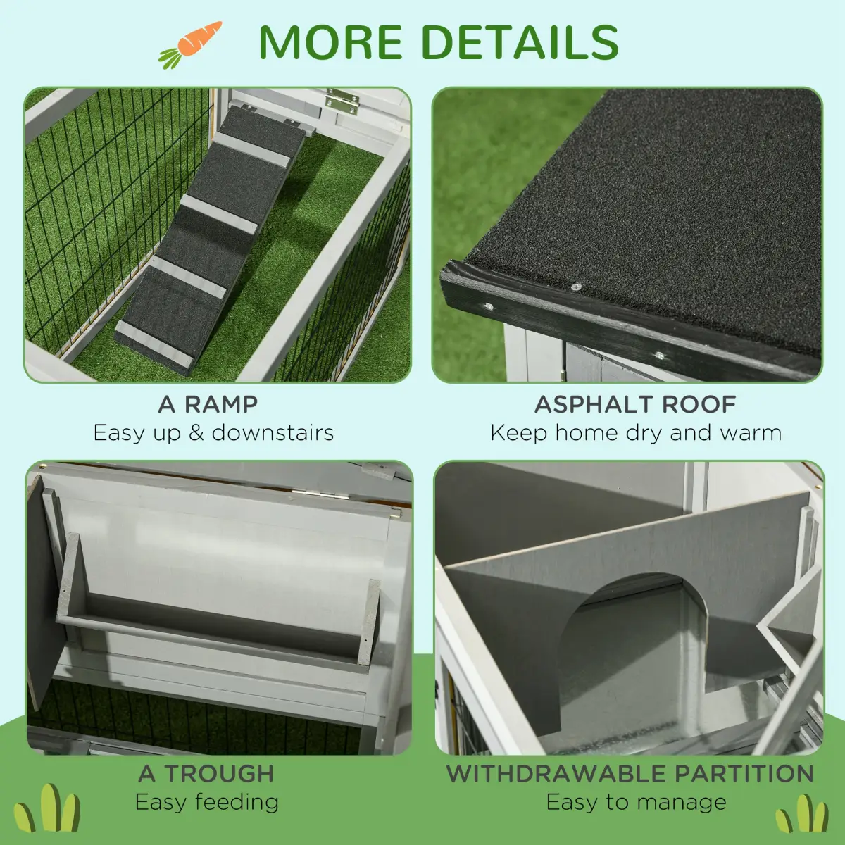 PawHut Pawhut Rabbit Hutch Pet House Outdoor Run Design w/ Water-Resistant Paint Ramp - Rabbit Hutch