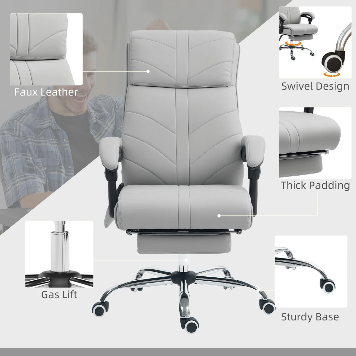 Vinsetto Massage Office Chair Ergonomic Four Point Vibration With Heat For Home Office by Vinsetto