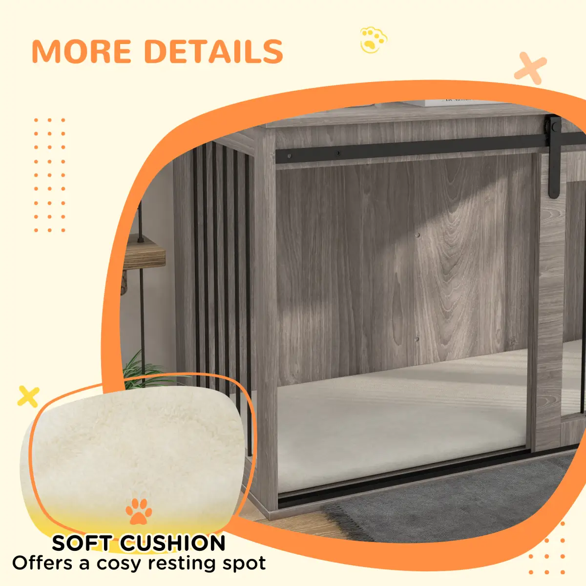 PawHut PawHut Dog Crate Furniture with Removable Cushion for XL Dogs - Brown - Dog Crate