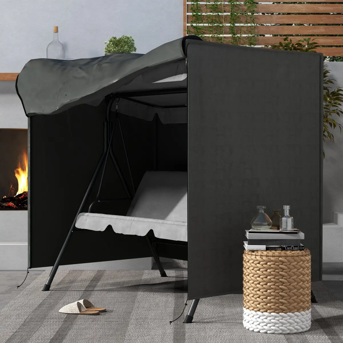 Outsunny Outsunny Garden Furniture Protector Patio Swing Chair Cover Large Outdoor Grey - Hammocks
