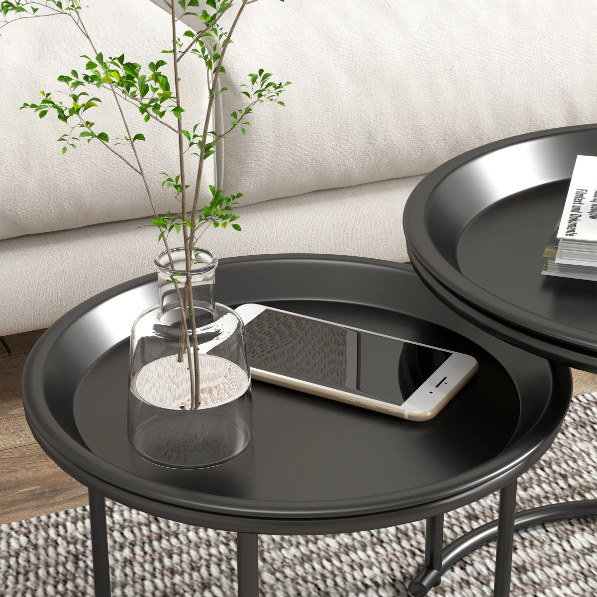 HOMCOM HOMCOM Nesting Tables Tray Removable Living Room - Nest of Tables