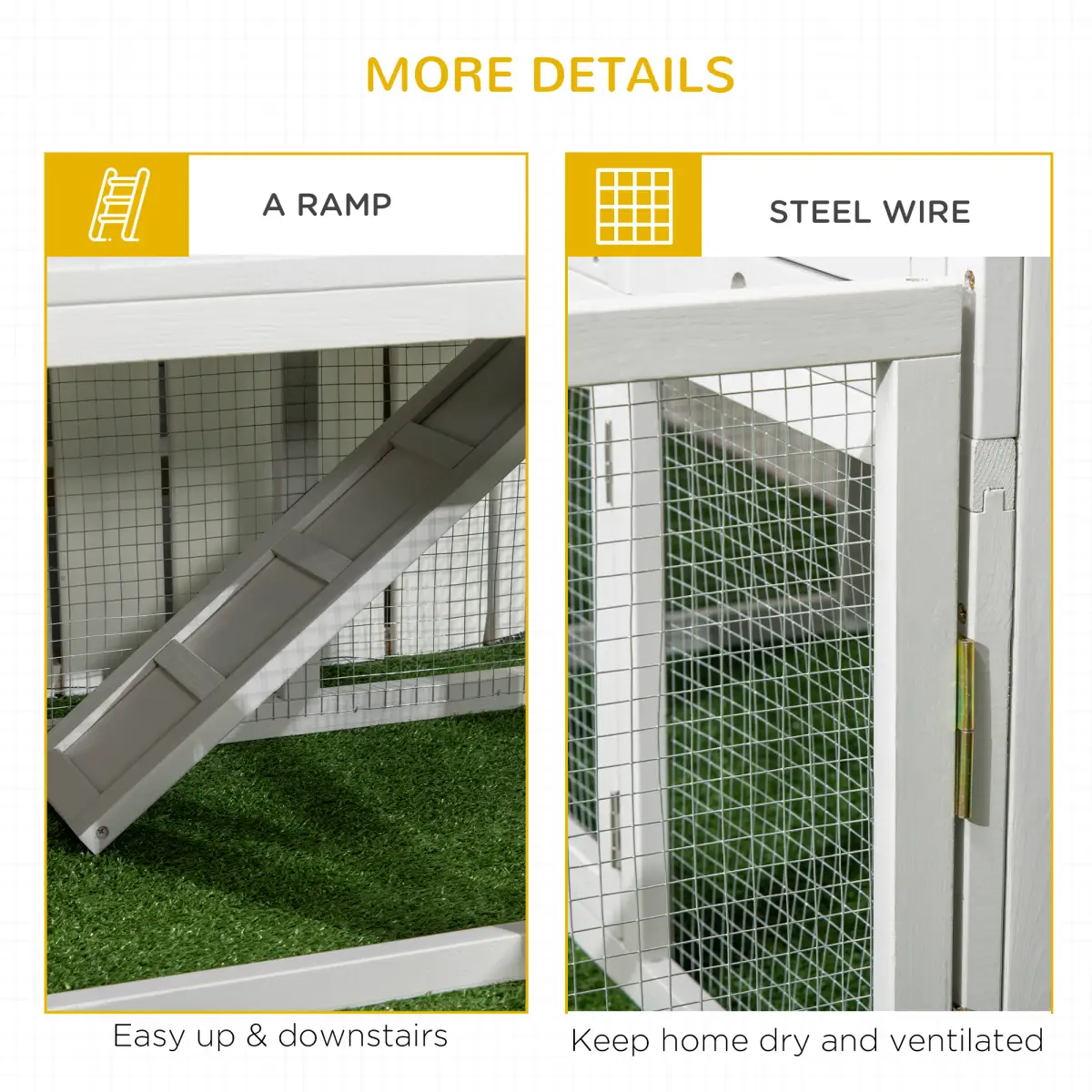PawHut PawHut Rabbit Hutch Guinea Pig Cage w/ Slide-Out Tray, Fenced Area - Rabbit Hutch