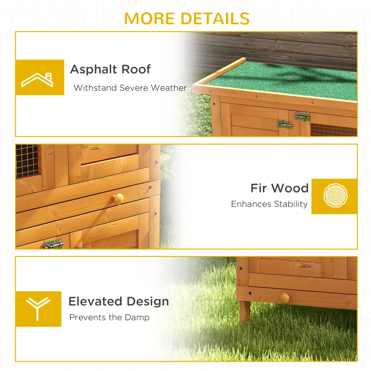Pawhut 2-tier Rabbit Hutch Small Animal Wooden Bunnies House Outdoor Backyard 2 Sizes - Rabbit Hutch