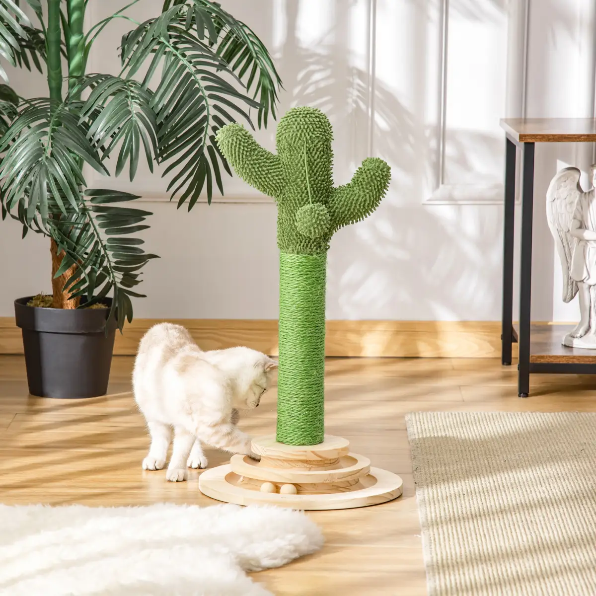 Unbranded Cat Tree Cactus Sisal Scratching Post Interactive Fun Roller Exerciser Pawhut - Cat Tree