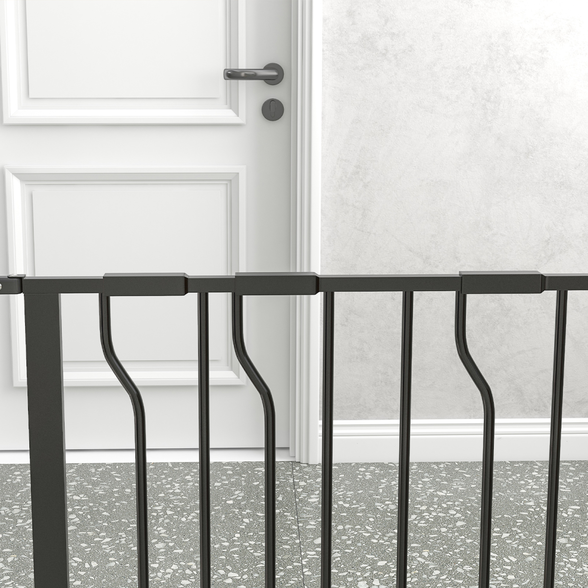 Pet Safety Gate Dog Barrier W/ Door Pressure Fit for Doorways, 75-145W cm, Black - from PawHut