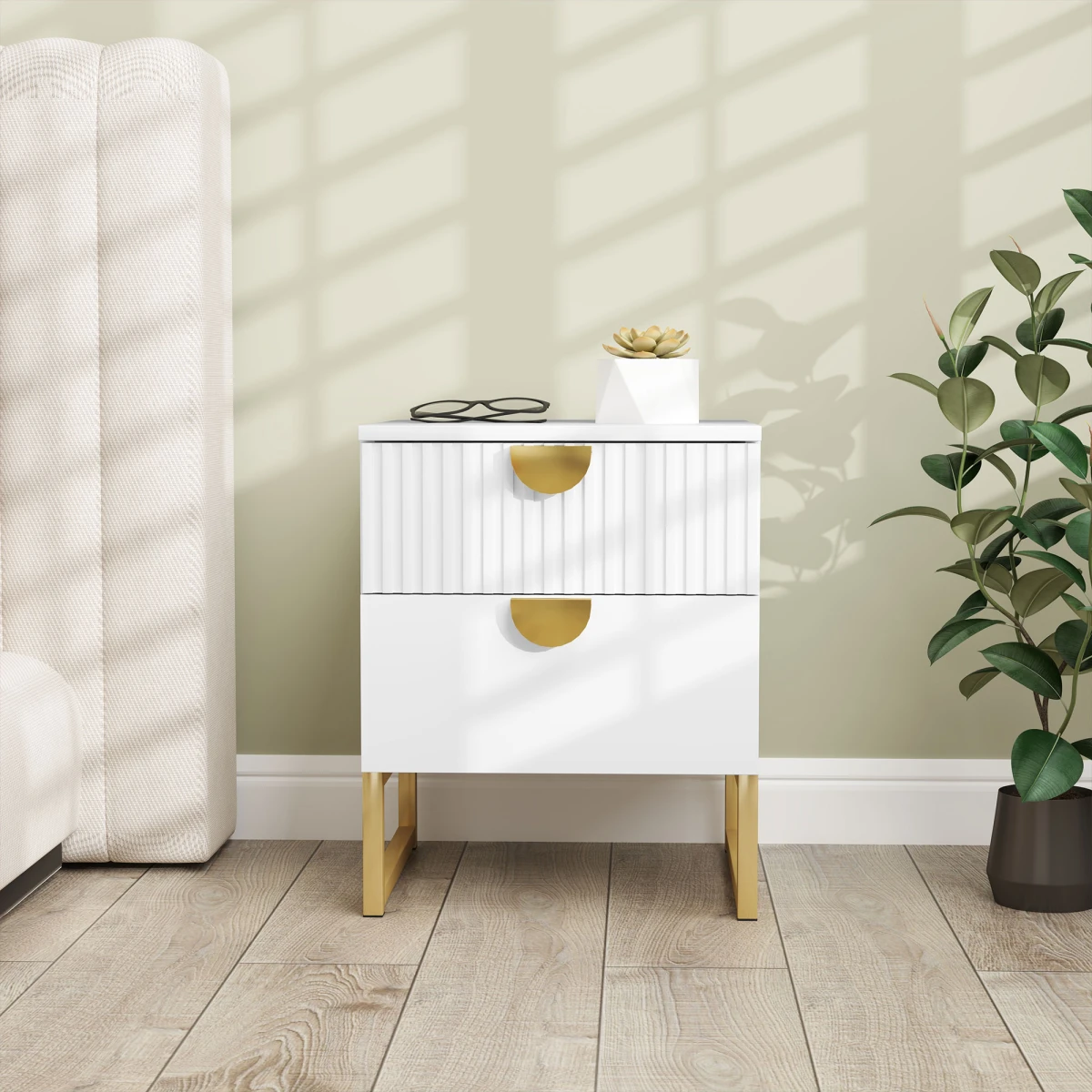 HOMCOM Bedside Table 60x40x50cm Anti Tip Bedroom by HOMCOM