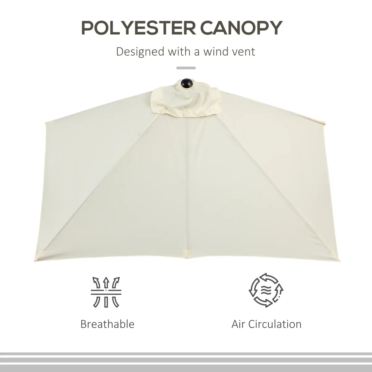 Unbranded 2.3m Garden Balcony Half Round Umbrella Metal Parasol Umbrella Beige Outsunny - Parasol