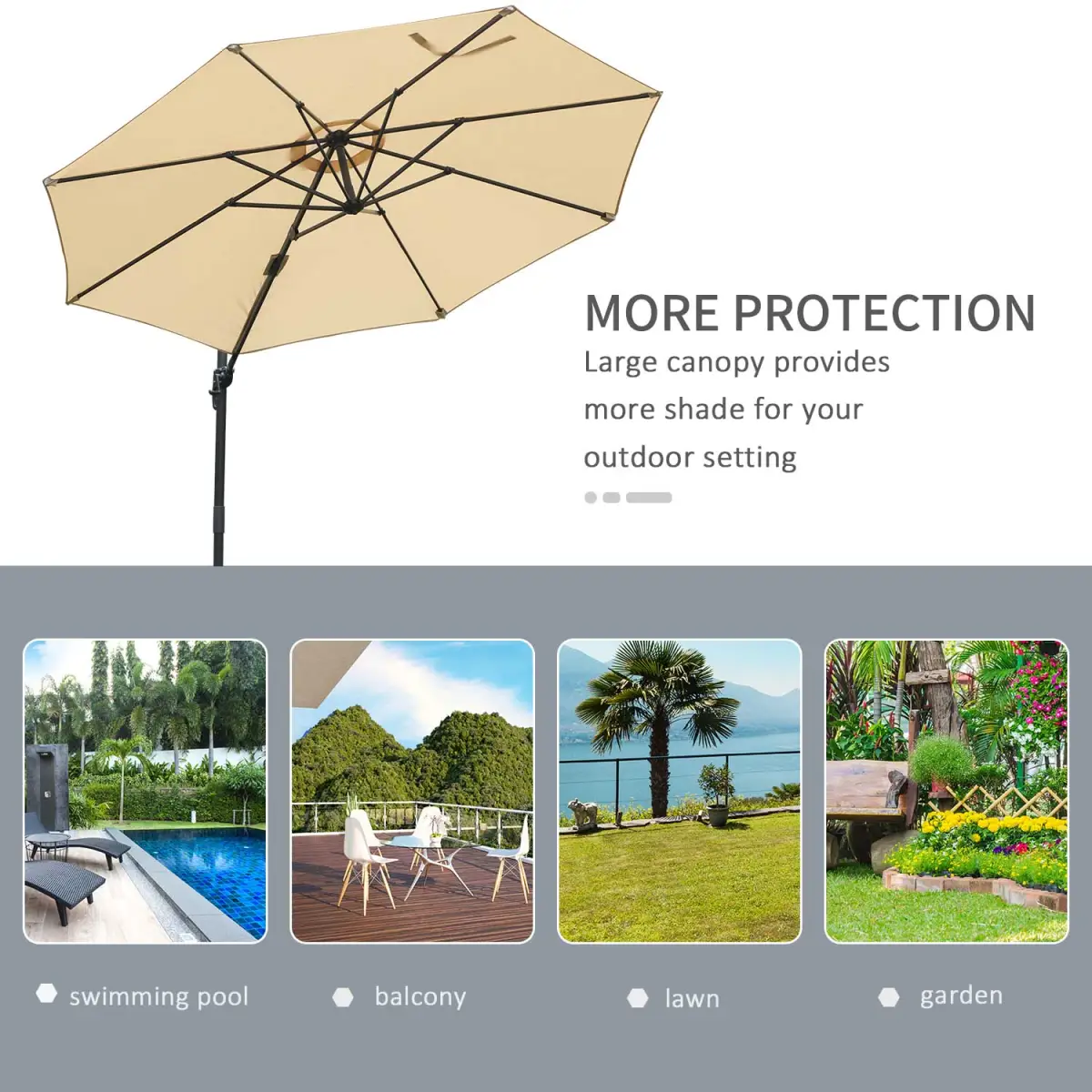 Outsunny Outsunny Umbrella Parasol W/360� Rotation and Cross Base-Beige - Parasol
