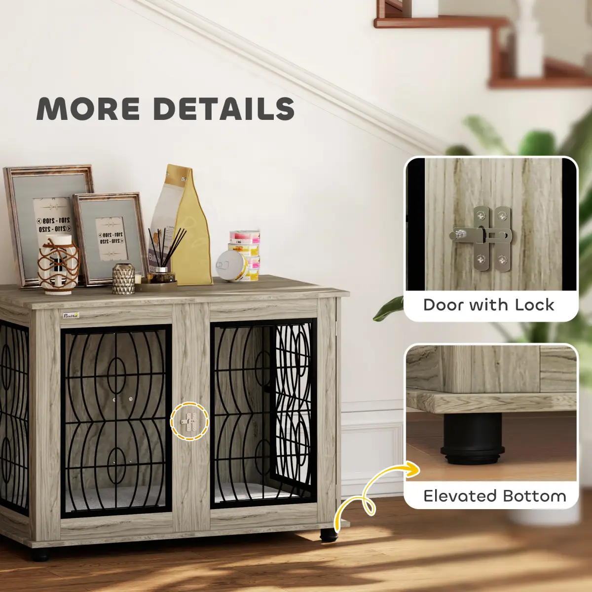 PawHut PawHut Dog Crate Furniture, 37" End Table for Large Dogs w/ Cushion - Dog Crate