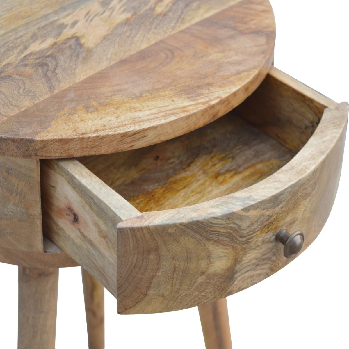 Artisan Furniture Artisan Bedside Round Solid Mango Wood Home Decor - Bedside Table
