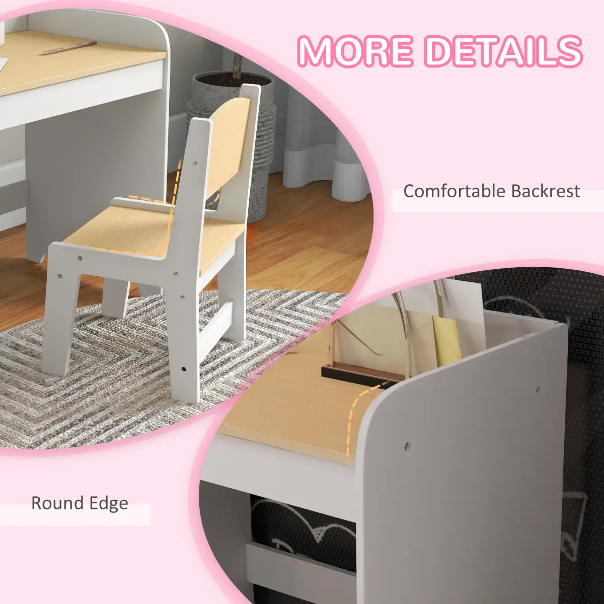 ZONEKIZ ZONEKIZ Kids Desk and Chair Set for 3-6 Year Old with Storage Drawer, White - Desk