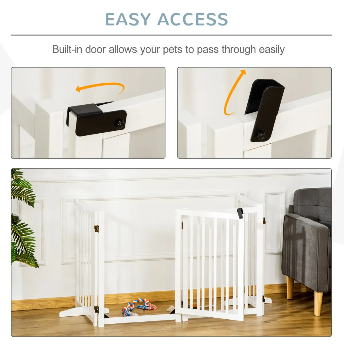 Unbranded Freestanding Pet Gate w/ 2 Support Feet for Doorways Stairs White Pawhut - Pet Gate