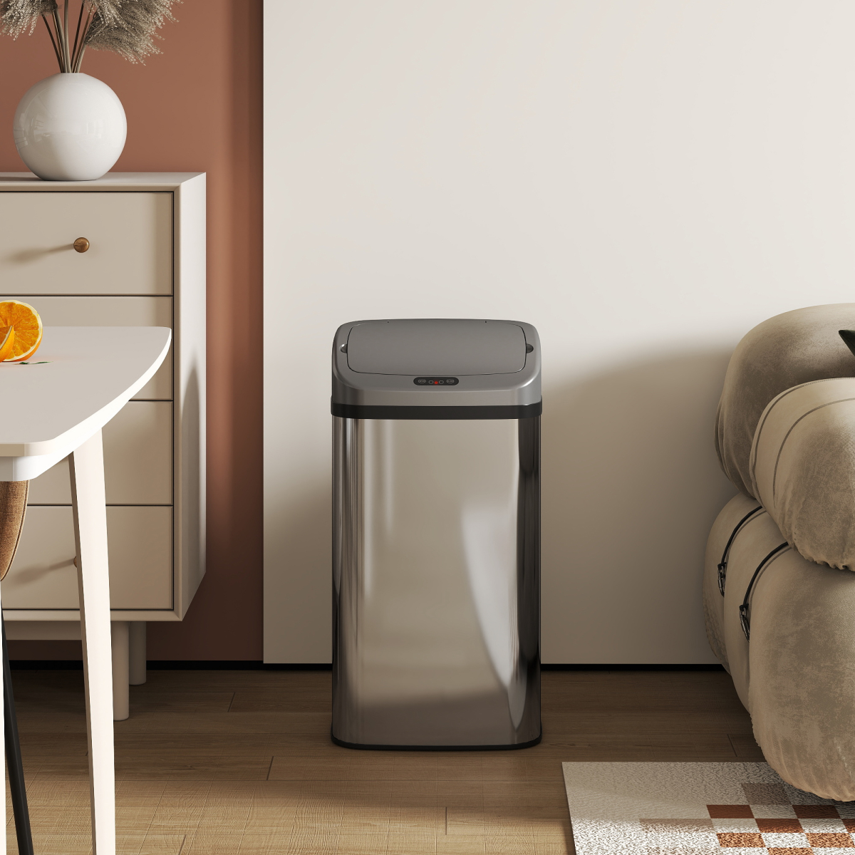 HOMCOM 48L Sensor Bin, Stainless Steel Kitchen Bin with Automatic Close - from HOMCOM