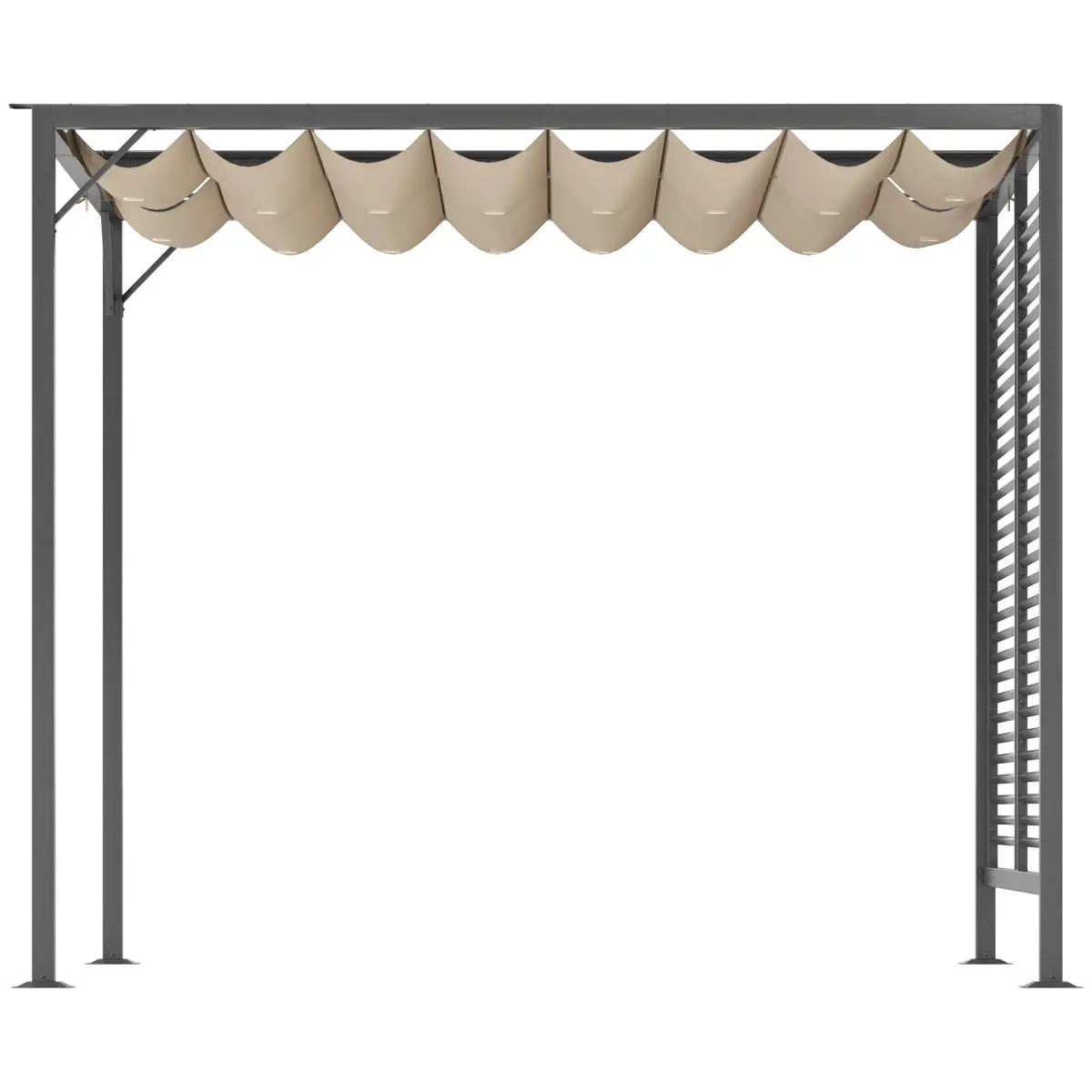 Outsunny Metal Pergola Patio Sun Shelter Grape Tent Retractable Canopy UV Cut - Gazebos