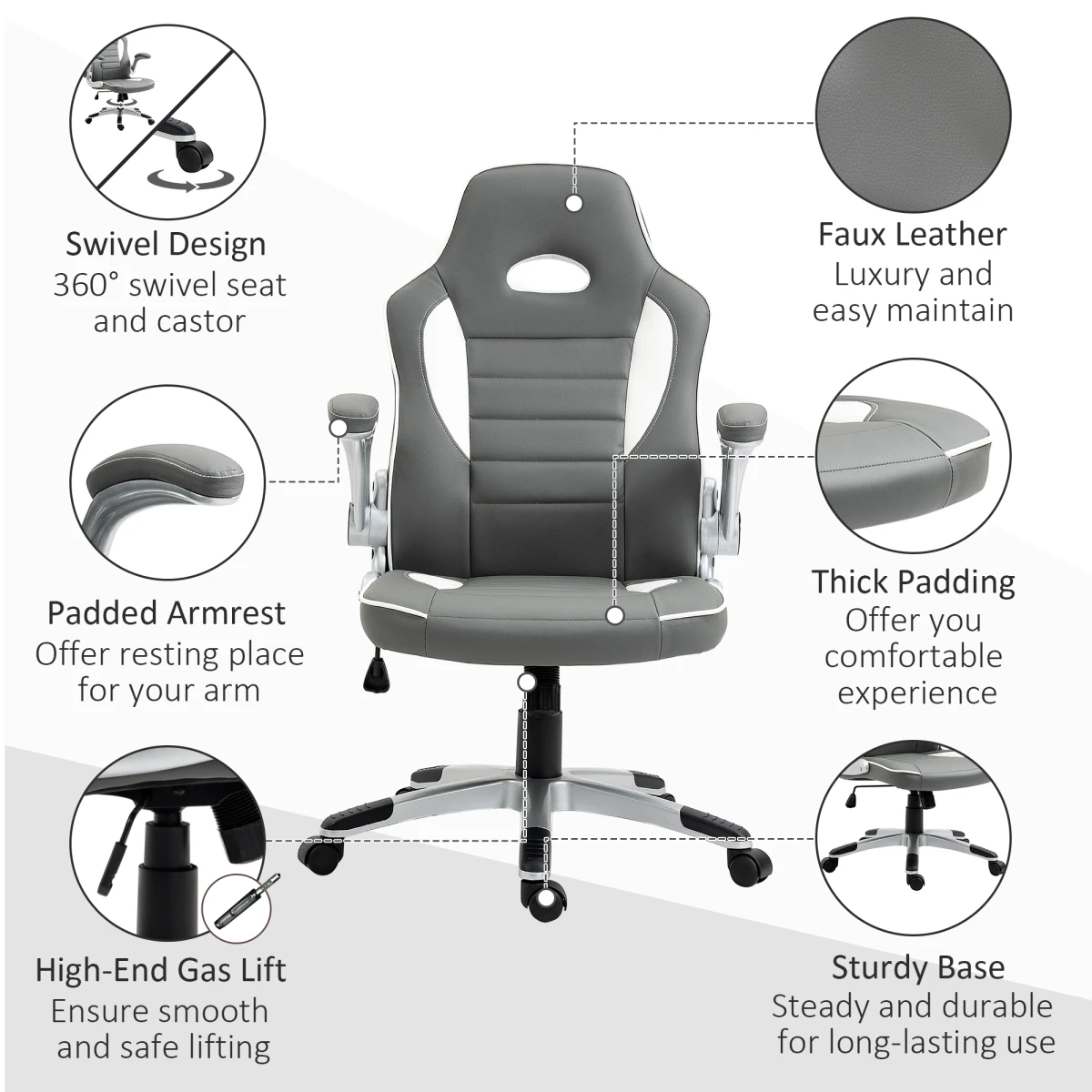 Vinsetto Elite Racing Chair 112-122cm Adjustable Flip Armrests Gamers - Office Chair